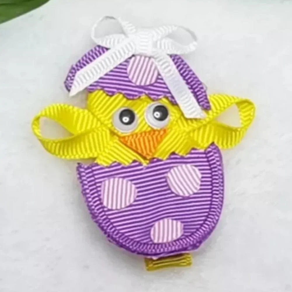 Easter Egg Chick Girls 2.5-Inch Hair Bow Clip